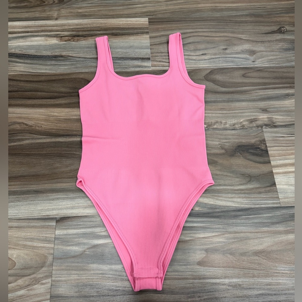 Pink Ribbed Women's shape wear Bodysuit